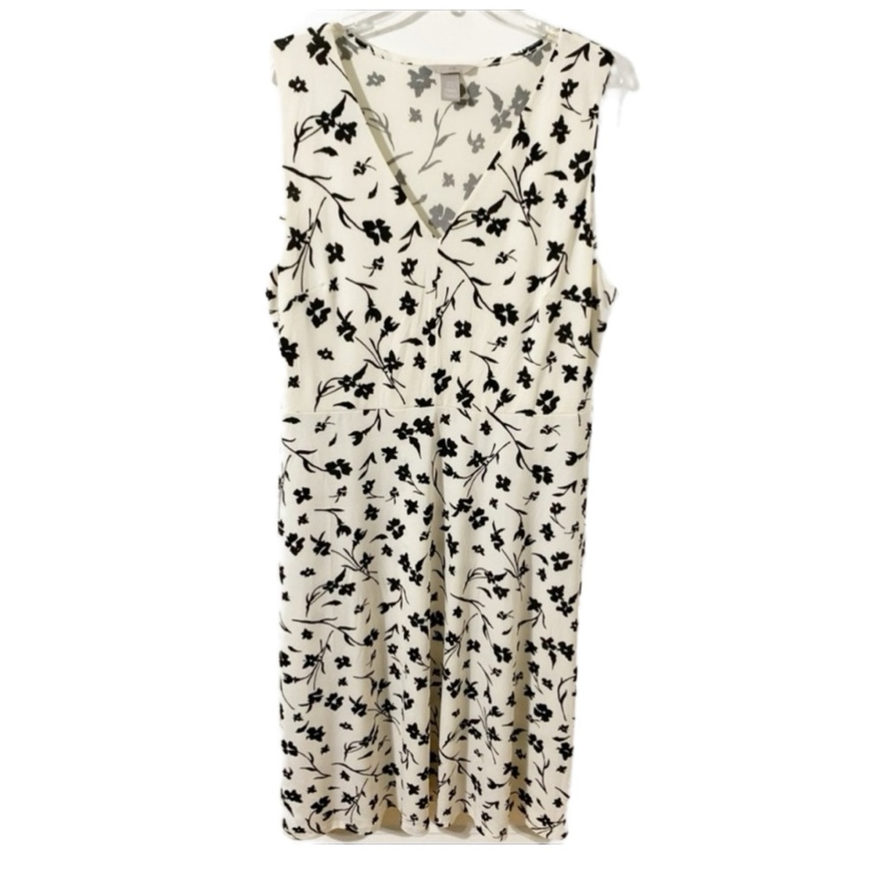 H&M V-neck Floral Sleeveless Midi Length A-line Dress Lined Over Bust 🖤🤍